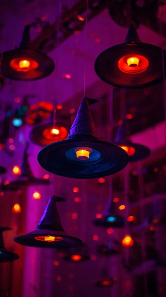 59 Halloween Home Decor Indoor Ideas – Transform Your Space into a Spooky Haven 3 Floating Witch Hats