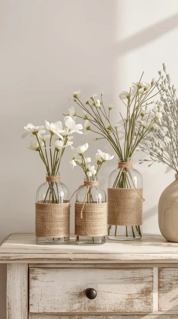 20 Jute Crafts DIY Home Decor | Eco-Friendly & Budget-Friendly Ideas 3 Jute Wrapped Vases
