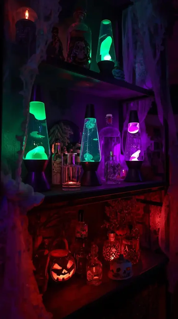 17 Iconic 2000s Halloween Home Decor Ideas for a Retro-Spooky Comeback 3 Lava Lamp Potion Display