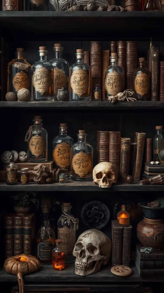 2. Vintage Apothecary Potion Shelf