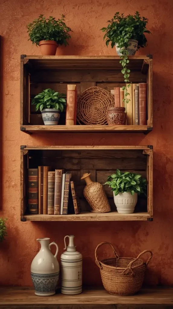 Wooden Crate Shelves for Rustic Storage