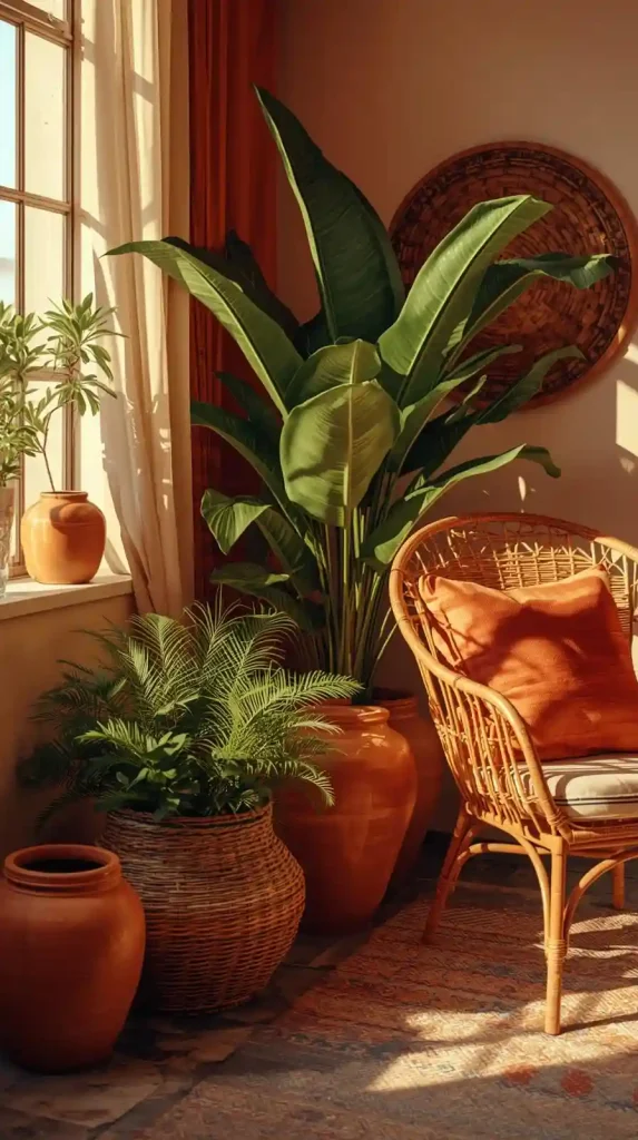 Woven Baskets and Rattan Accents