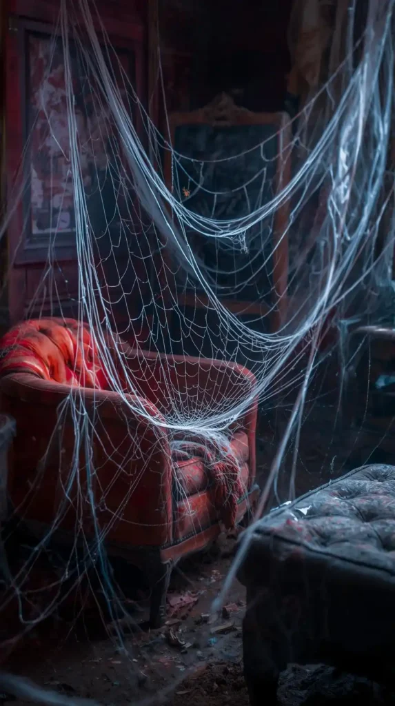 59 Halloween Home Decor Indoor Ideas – Transform Your Space into a Spooky Haven 21 Cobweb-Covered Furniture
