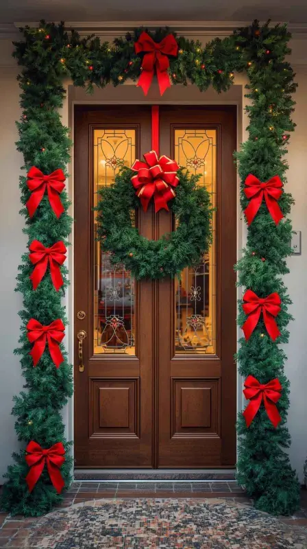 25 Traditional Christmas Home Decor Ideas for a Timeless Holiday Look 21 Garland-Covered Door Frames