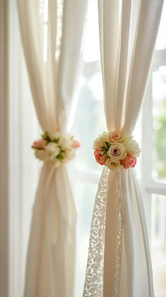 25 Cute DIY Home Decor Ideas to Brighten Your Space 22 Floral Curtain Tiebacks