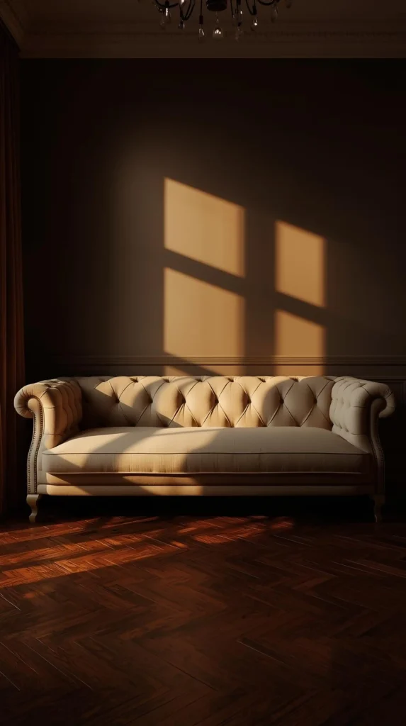 Light Furniture on Dark Flooring for Balance