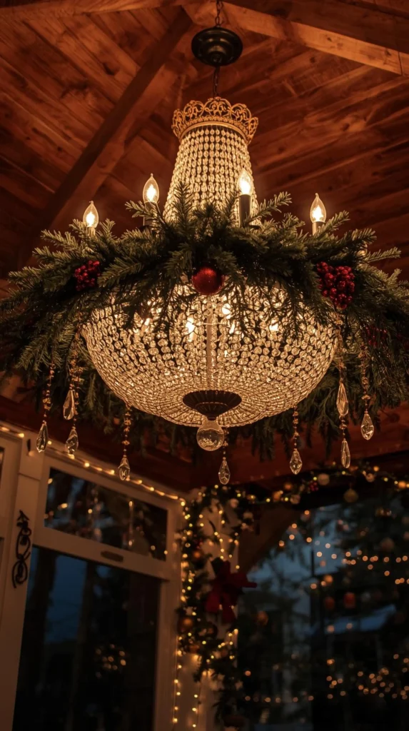 30 Best Christmas Home Decor outdoor Ideas for a Festive Look 22 Outdoor Christmas Chandelier for a Glamorous Look