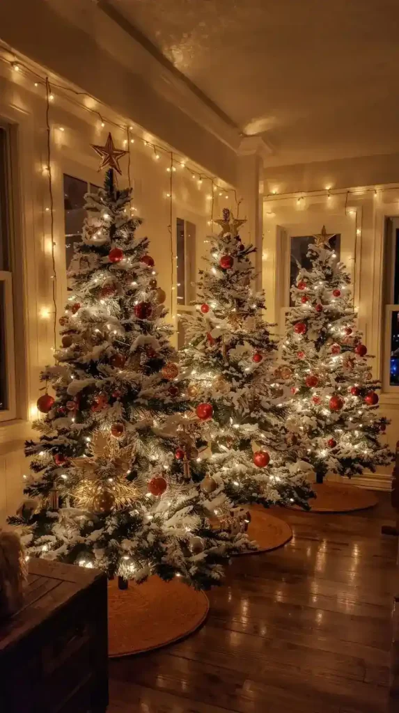 Snow-Dusted Faux Trees