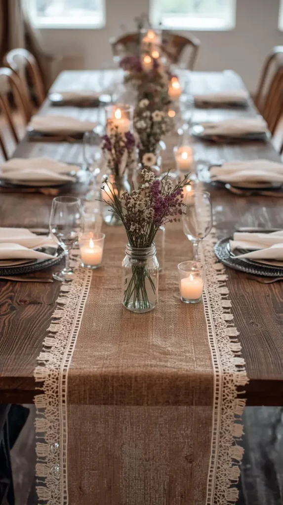 Burlap and Lace Table Runner