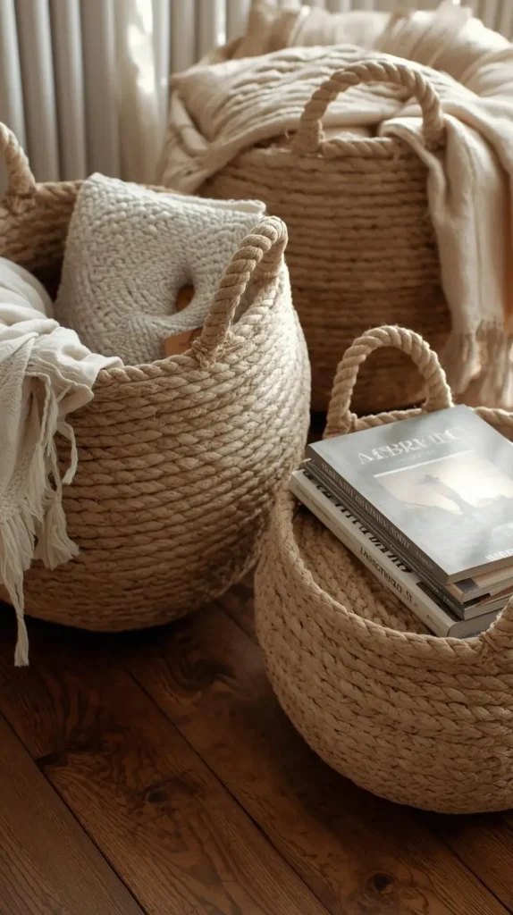 25 DIY Home Decor Ideas | Easy, Creative & Affordable Projects 23 Rope Basket Organizers