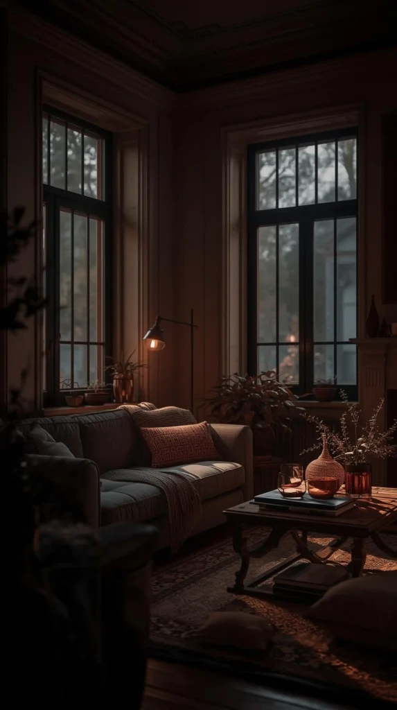 Dark Window Frames with Ambient Lighting