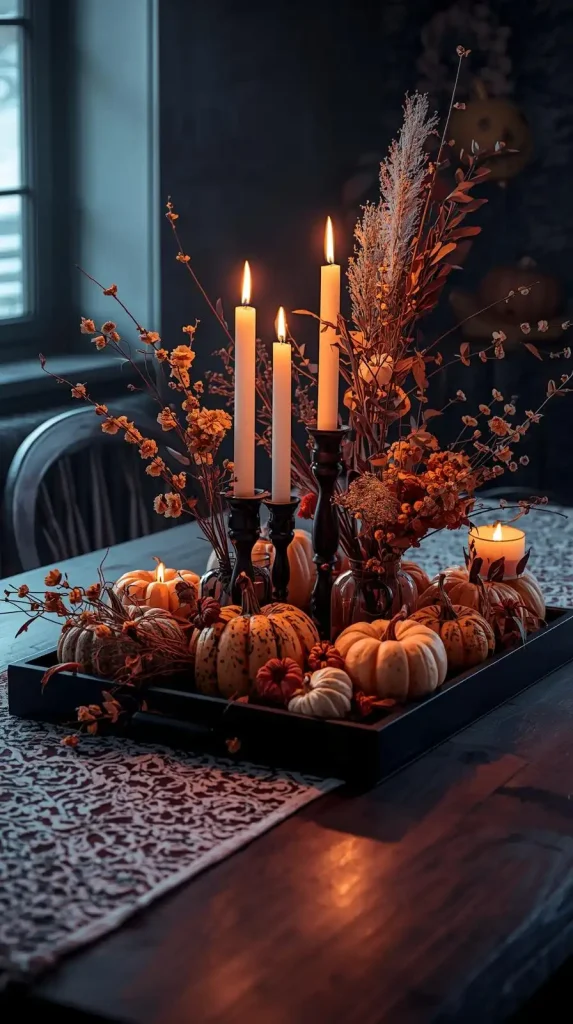 23 Best Halloween Home Decor Kitchen Ideas for a Spooky-Chic 2025 24 Mini Halloween Centerpiece for the Dining Table