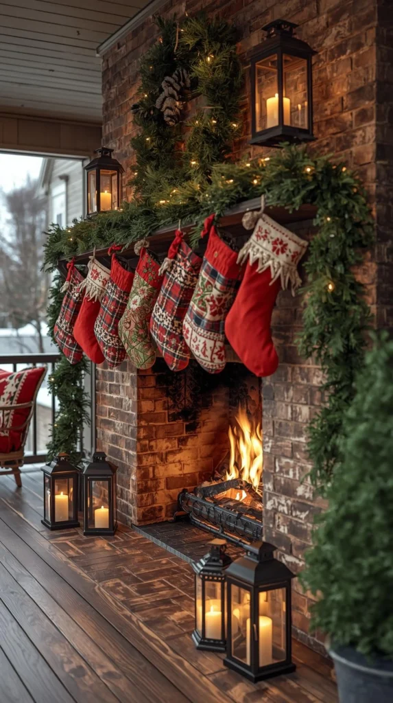 30 Best Christmas Home Decor outdoor Ideas for a Festive Look 24 Outdoor Christmas Fireplace Scene for Warmth