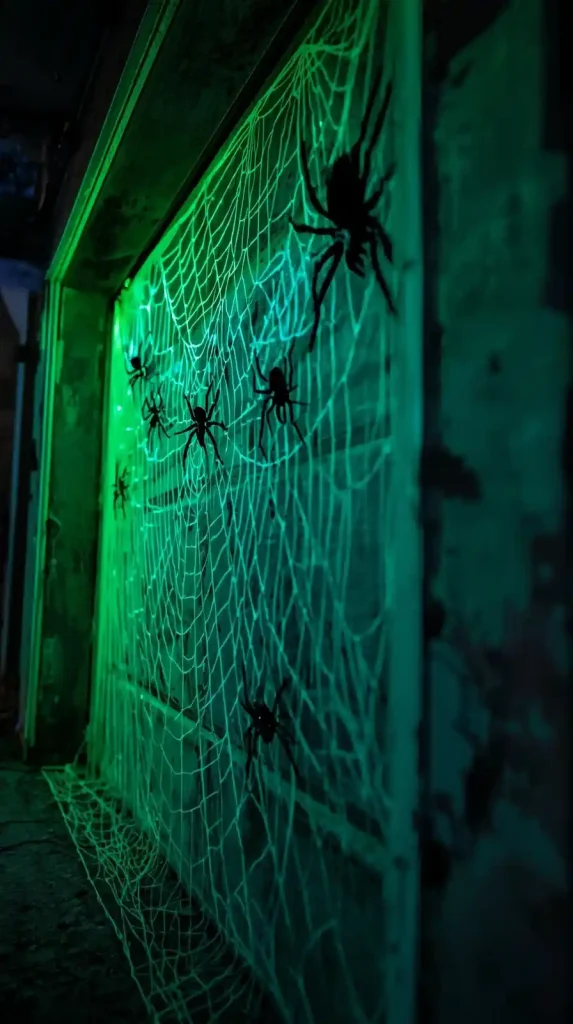 27 Best Halloween Home Decor Outdoor DIY Ideas for 2025 24 Spider Web Garage Door
