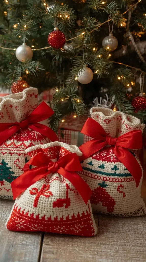 Crochet Holiday Gift Bags