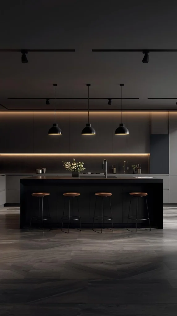 30 Dark Home Decor Ideas for a Bold & Modern Aesthetic 25 Dark Kitchen Island for Contrast