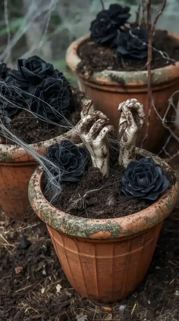 30 Halloween Home Decor Ideas to Transform Your Space in 2025 25 Zombie Hand Planters