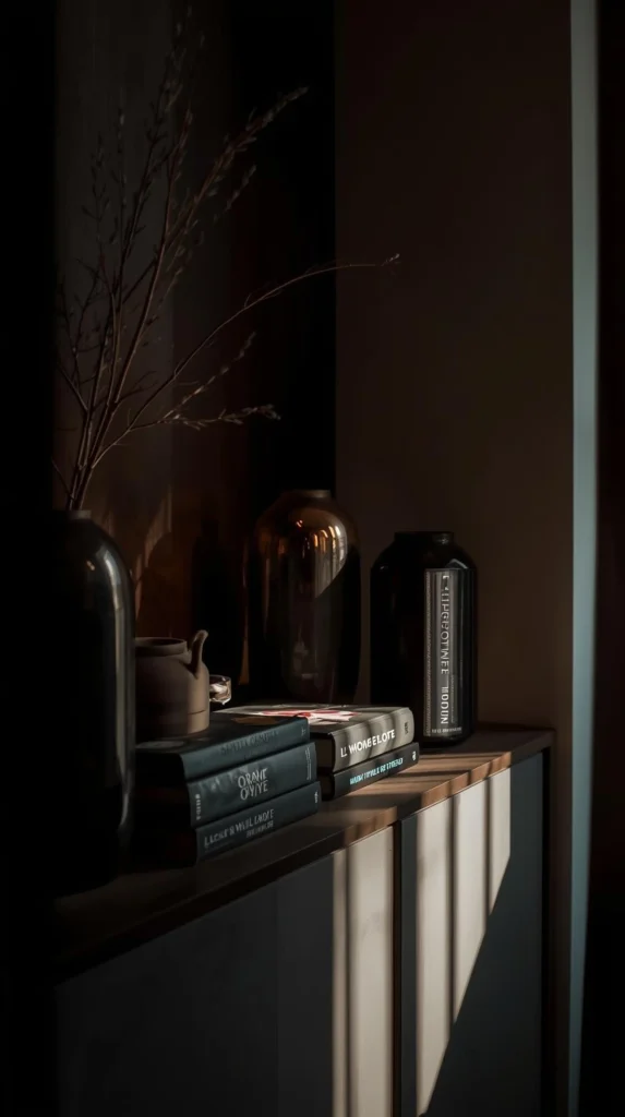 Artistic Dark Accessories — Vases, Books & Sculptures