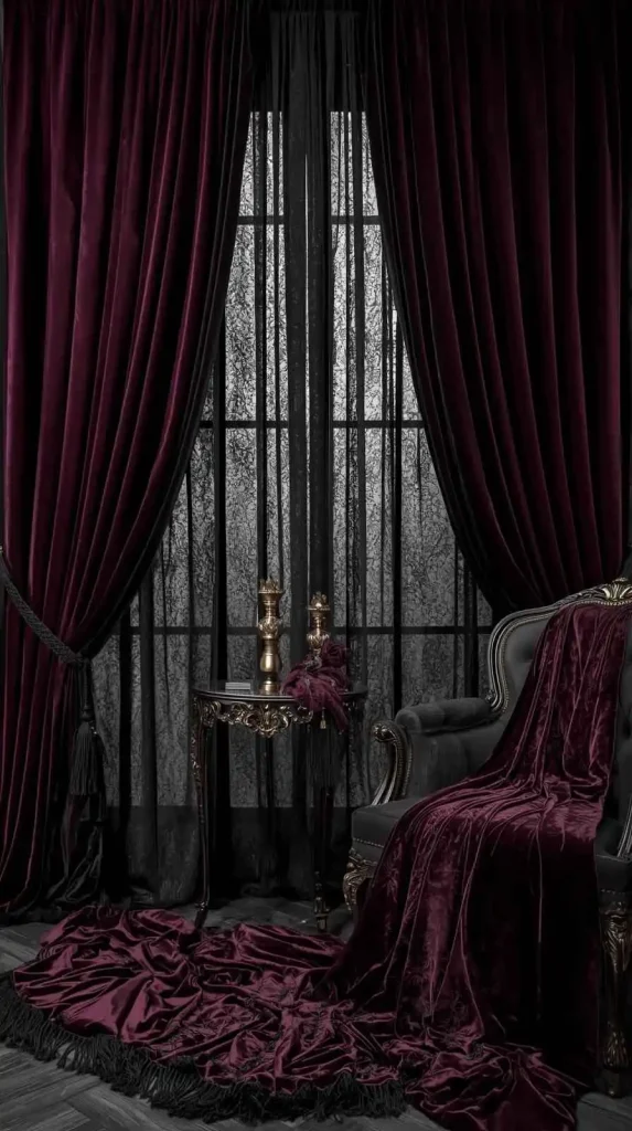 59 Halloween Home Decor Indoor Ideas – Transform Your Space into a Spooky Haven 26 Velvet Curtains