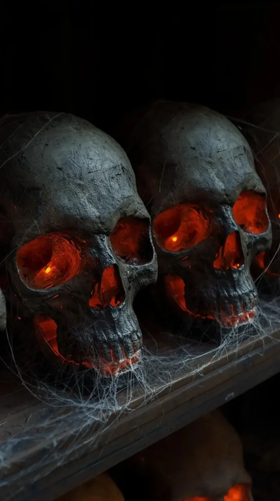 30 Halloween Home Decor Ideas to Transform Your Space in 2025 27 Glowing Skull Display