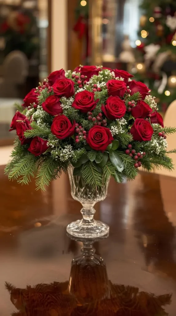 Classic Red Roses and Greenery
