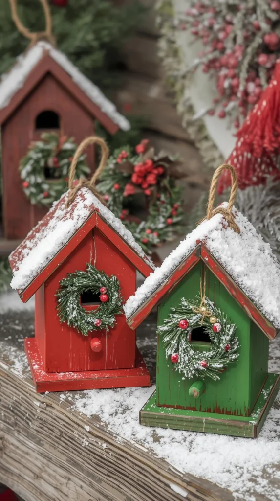 30 Best Christmas Home Decor outdoor Ideas for a Festive Look 30 Holiday-Themed Birdhouses for Outdoor Charm