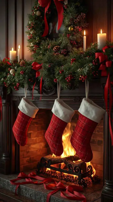 25 Traditional Christmas Home Decor Ideas for a Timeless Holiday Look 4 Cozy Fireplace Mantel Decor
