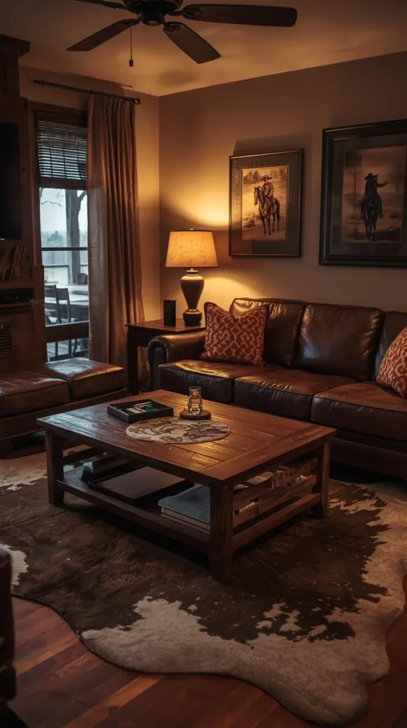 Leather Sofas and Cowhide Rugs