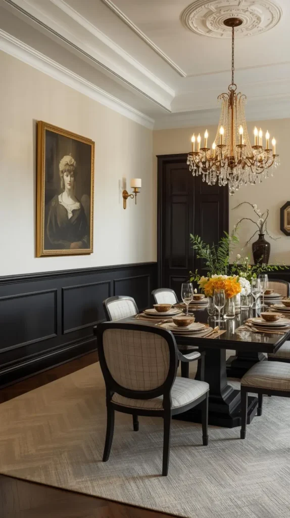 30 Dark Home Decor Ideas for a Bold & Modern Aesthetic 31 Black Wainscoting for Classic Depth