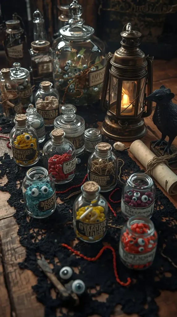 59 Halloween Home Decor Indoor Ideas – Transform Your Space into a Spooky Haven 34 Witch’s Apothecary Display