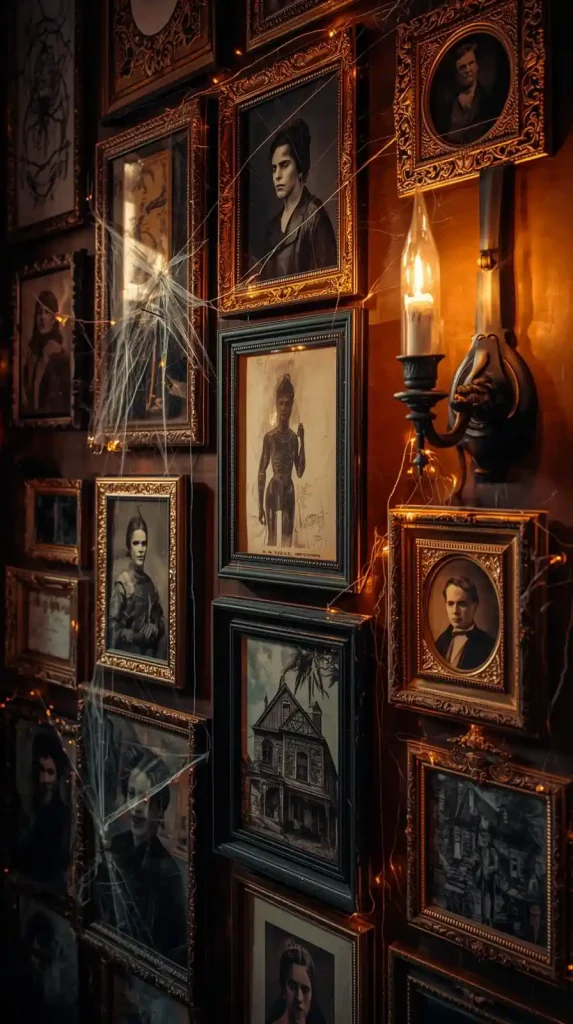 59 Halloween Home Decor Indoor Ideas – Transform Your Space into a Spooky Haven 37 Haunted Gallery Wall