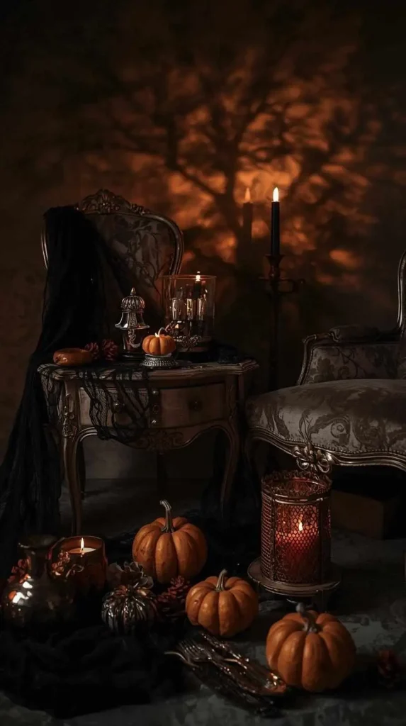 4. Black Lace Draped Furniture Accent