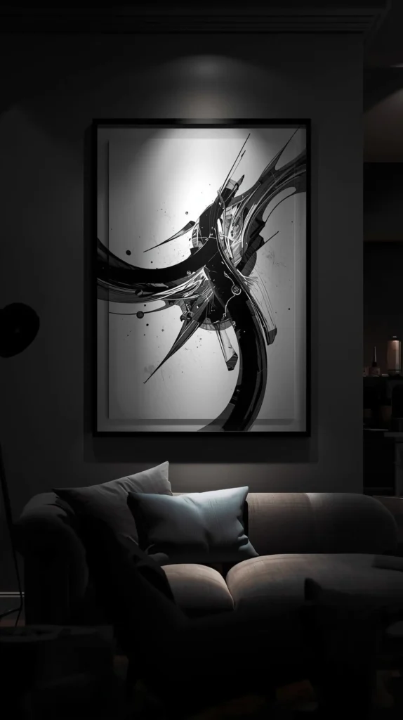 30 Dark Home Decor Ideas for a Bold & Modern Aesthetic 5 Black and White Minimalist Wall Art
