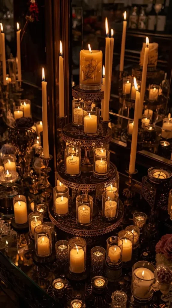 25 Halloween Home Decor Inspo for a Spooky, Stylish Season 5 4. Candlelight Reflection Setup
