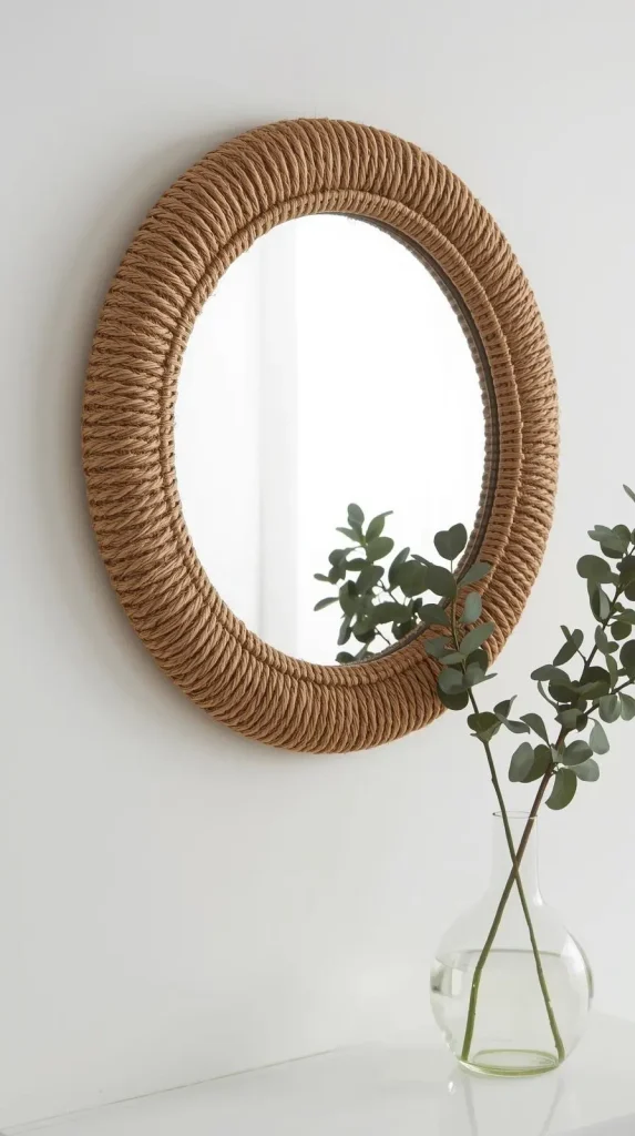 25 DIY Home Decor Aesthetic Ideas – Creative & Cozy Home Transformations 5 DIY Mirror with Rope Frame