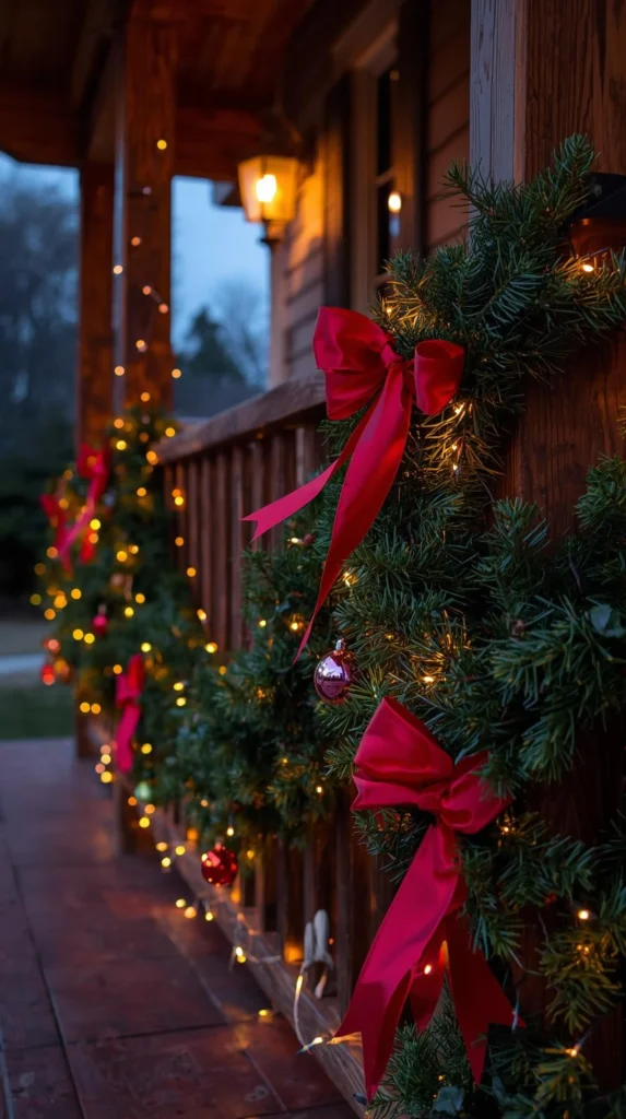30 Best Christmas Home Decor outdoor Ideas for a Festive Look 5 Garland Wrapped Railings for Classic Outdoor Decor