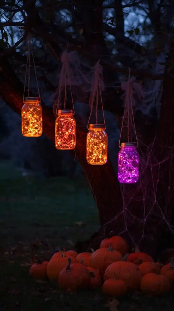 27 Best Halloween Home Decor Outdoor DIY Ideas for 2025 5 Hanging Jar Lanterns