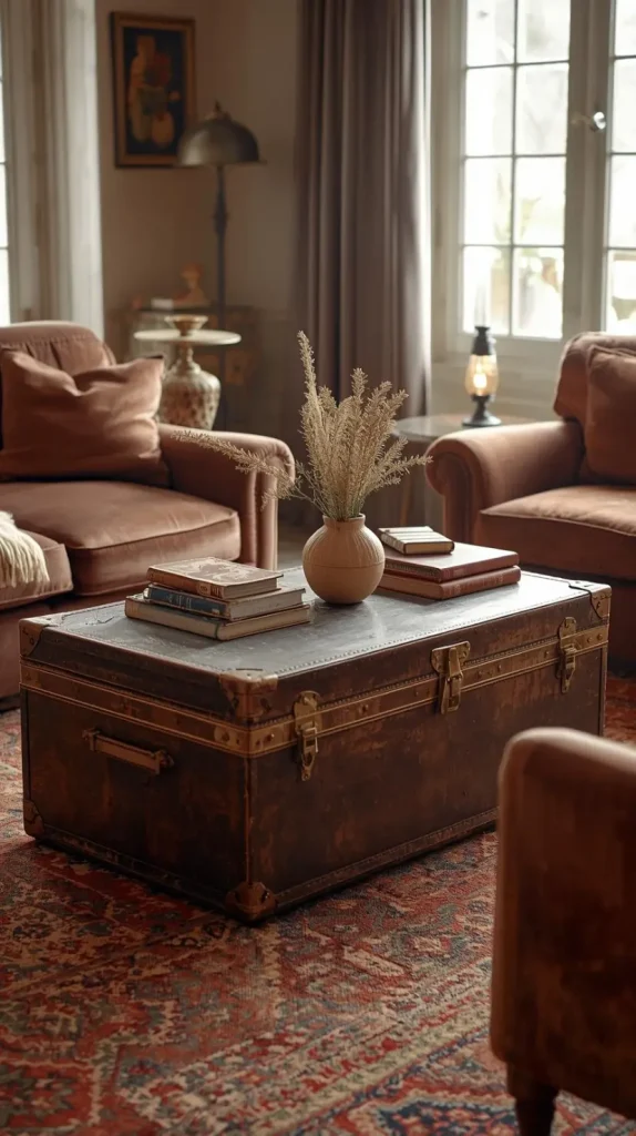22 Antique Home Decor Ideas for a Timeless Vintage Look 5 Old Trunks as Coffee Tables