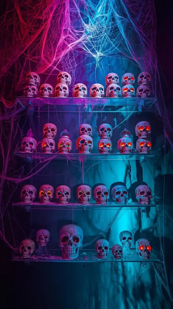 59 Halloween Home Decor Indoor Ideas – Transform Your Space into a Spooky Haven 43 Floating Skull Shelf