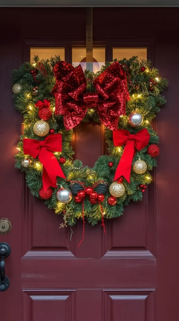 Disney-Themed Christmas Wreath with Mickey Ears