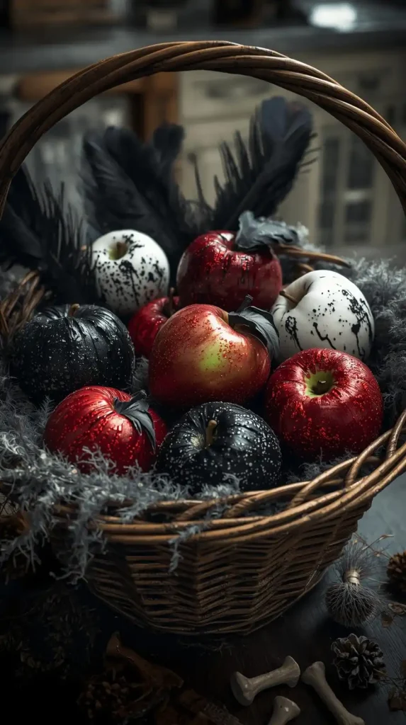 59 Halloween Home Decor Indoor Ideas – Transform Your Space into a Spooky Haven 54 Poison Apple Basket