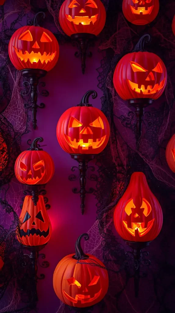 59 Halloween Home Decor Indoor Ideas – Transform Your Space into a Spooky Haven 57 Jack-o’-Lantern Wall Lights