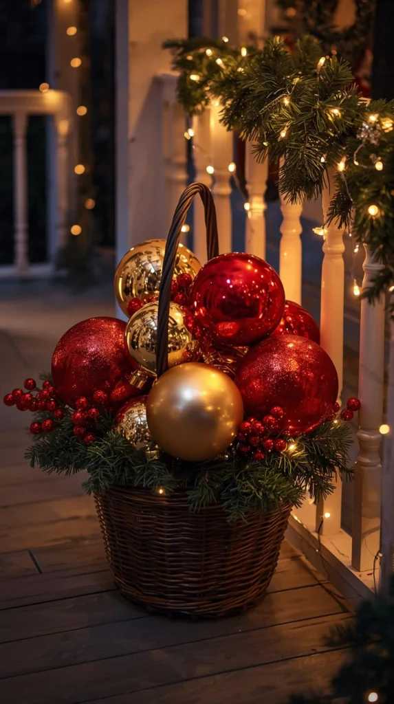 30 Best Christmas Home Decor outdoor Ideas for a Festive Look 7 Oversized Ornaments Display for a Bold Outdoor Look