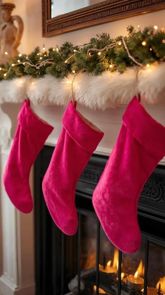 Pink Stockings on Mantel