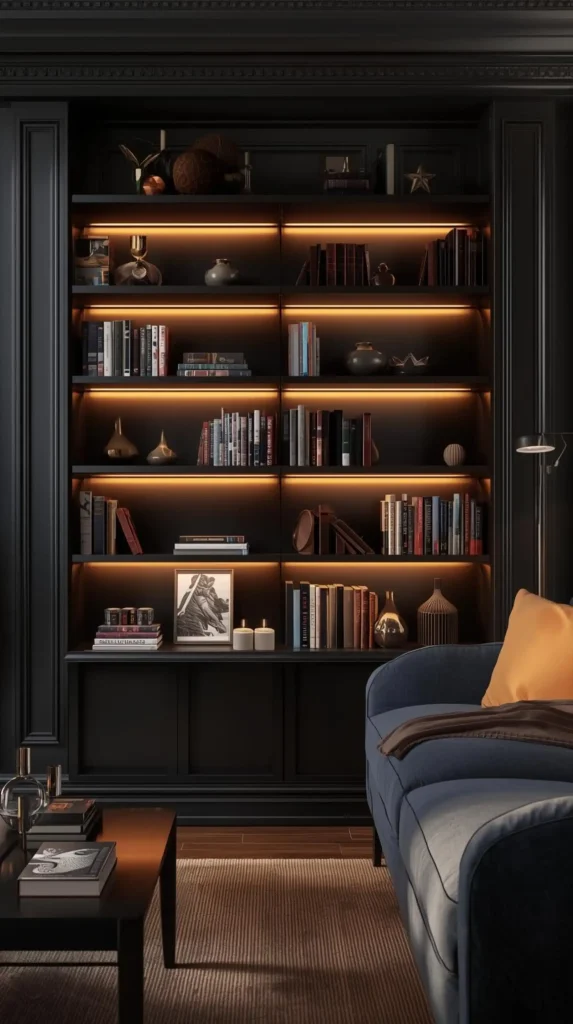  Black Shelves with LED Accent Lights