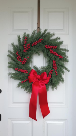 30 Easy Christmas Home Decor Ideas 2025 | Create a Warm & Festive Space 8 Christmas Wreath on the Door