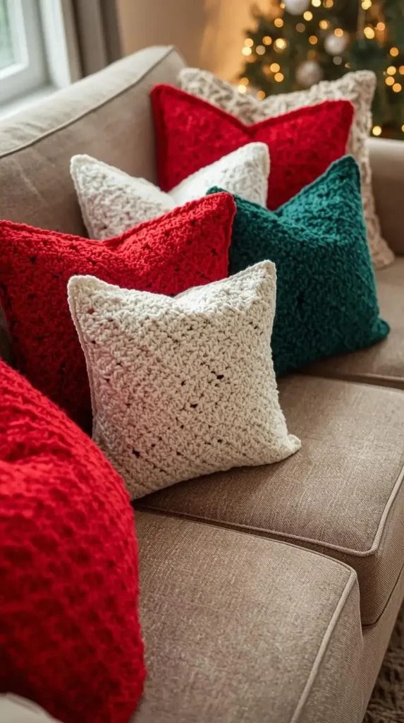 Crochet Christmas Pillow Covers