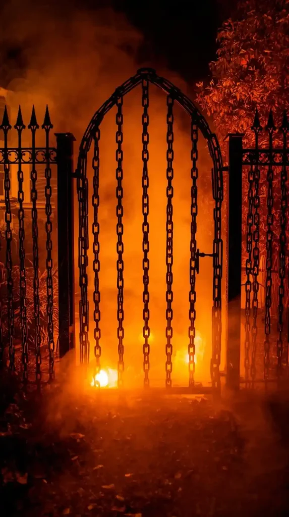 27 Best Halloween Home Decor Outdoor DIY Ideas for 2025 8 Rusty Chains and Gothic Gates