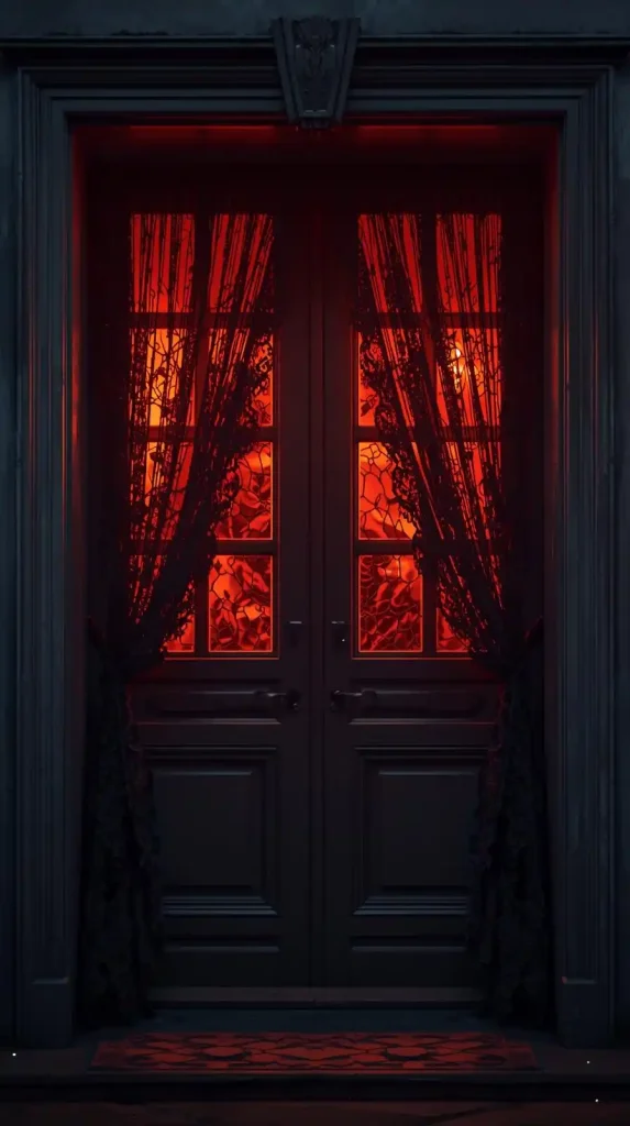 Black Lace Door Drapes