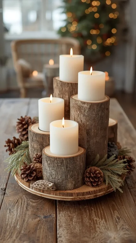  Rustic Candle Holders from Logs